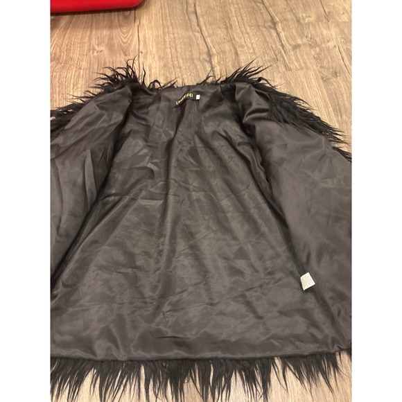 LANSHIFEI Black Shaggy Faux Fur Jacket Coat Women's XXL - Picture 6 of 8